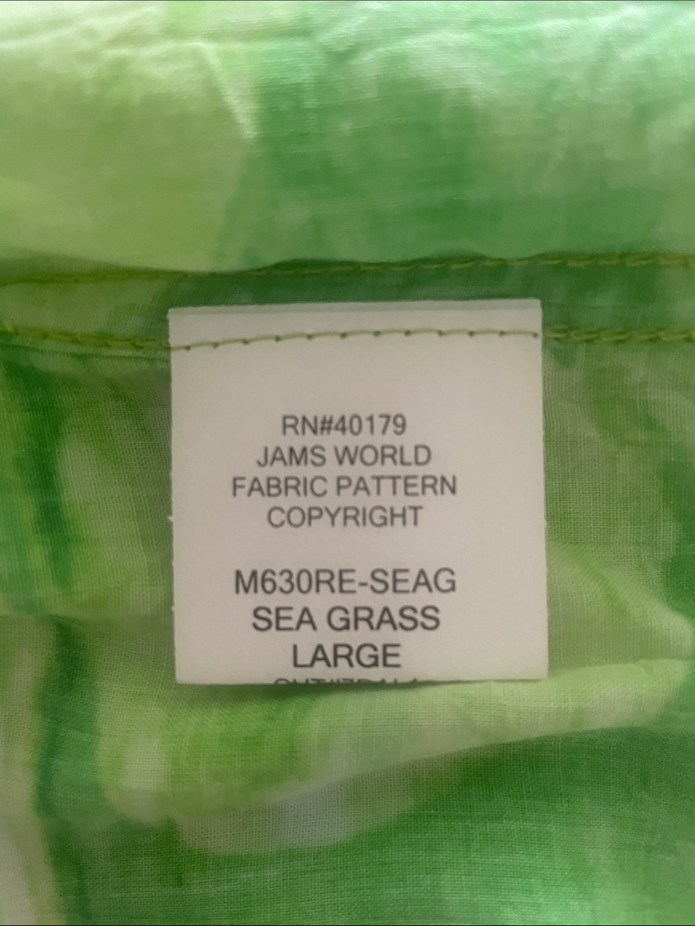 Jams World Men's Retro Aloha Shirt in Seagrass Green Blue Large - Picture 6 of 10